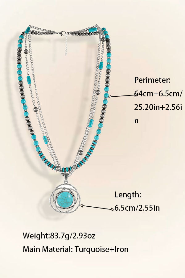 Bohemian Statement Multi-Layer Turquoise Chain Necklace
