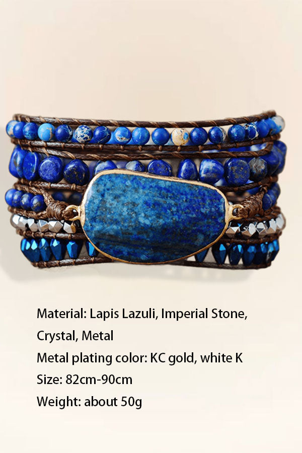 Bohemian Lapis Handmade Beaded Wrap Bracelet
