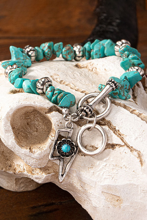 Vintage Western Style Bull Head Turquoise Bracelet