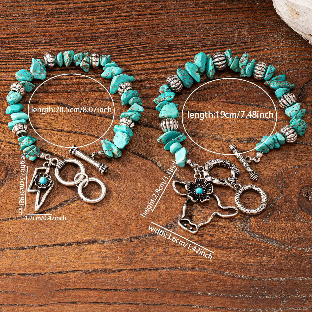 Vintage Western Style Bull Head Turquoise Bracelet