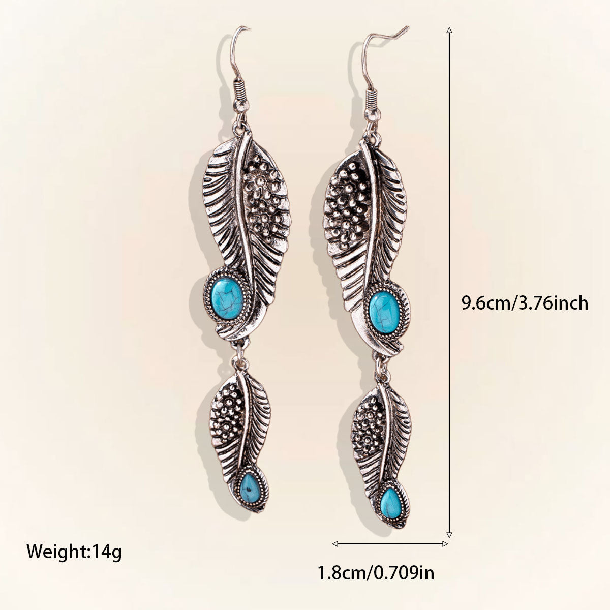 Vintage Western Turquoise Leaf Earrings