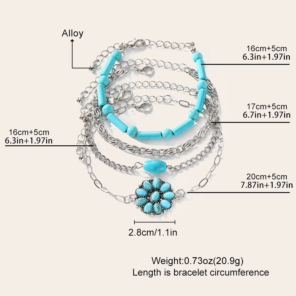 Bohemian Lotus & Turquoise Bracelet Set