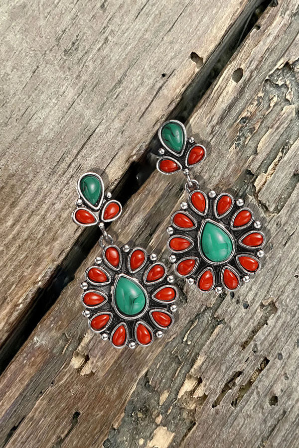 Vintage Western Turquoise 925 Silver Plated Earrings