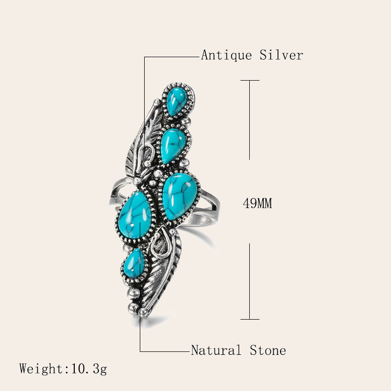 Retro Western Turquoise Drop Ring