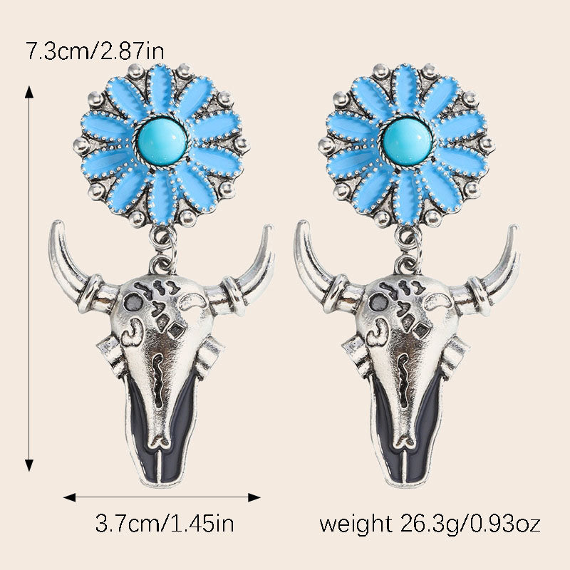 Western Cowboy Bull Head Earrings
