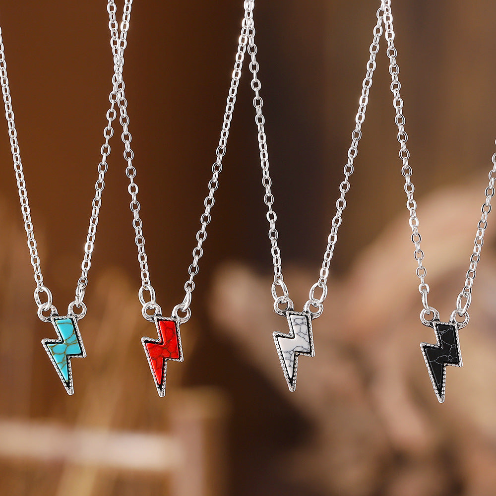 Bohemian Lightning Turquoise Pendant Necklace
