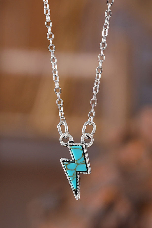 Bohemian Lightning Turquoise Pendant Necklace
