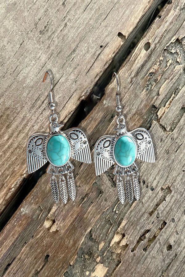 Vintage Freedom Bird Turquoise Earrings