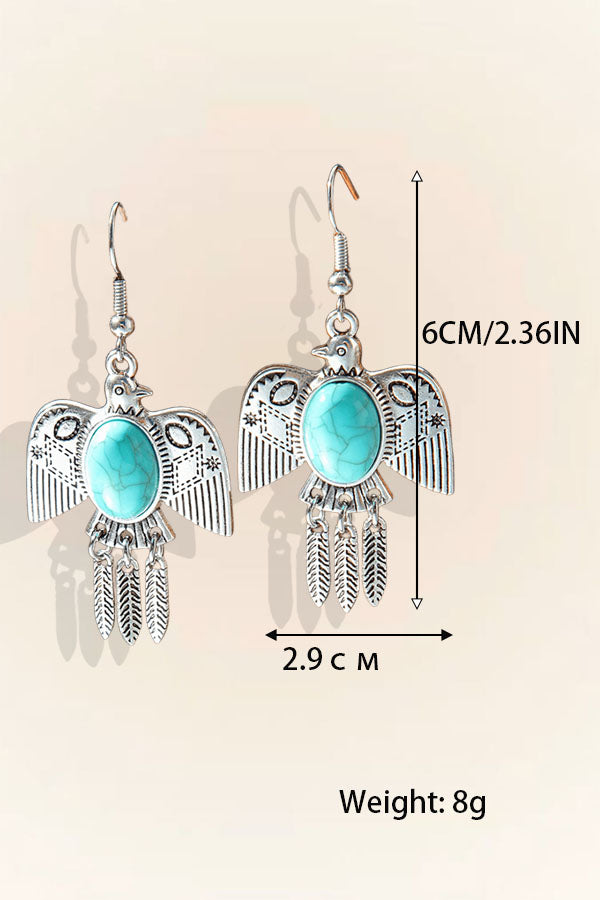Vintage Freedom Bird Turquoise Earrings