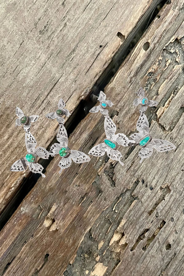 Vintage Turquoise Butterfly Stud Earrings