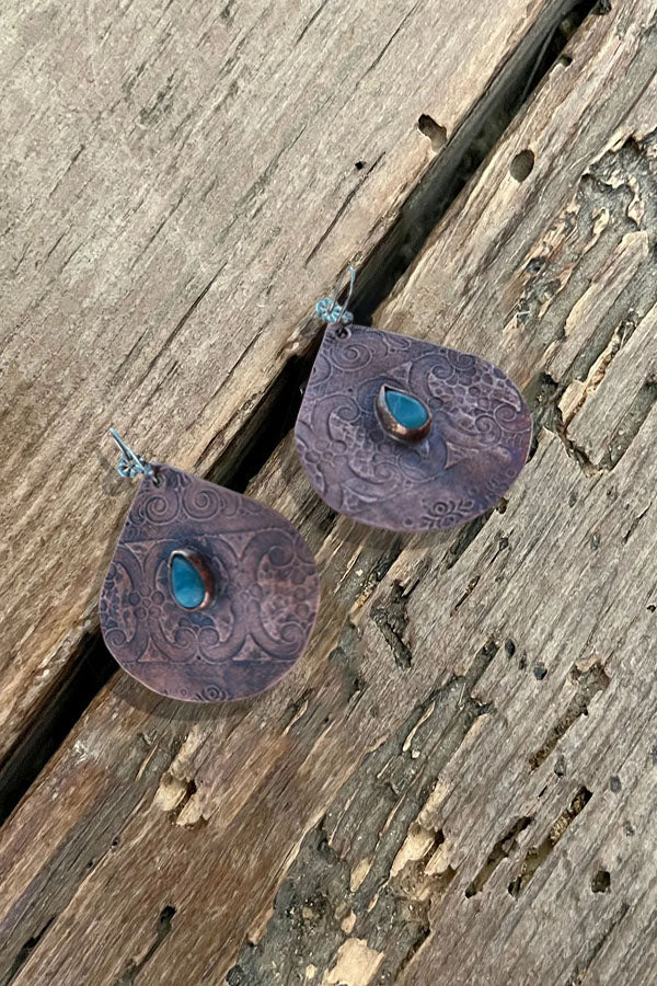 Bohemian Tribal Drop Metalwork Turquoise Earring