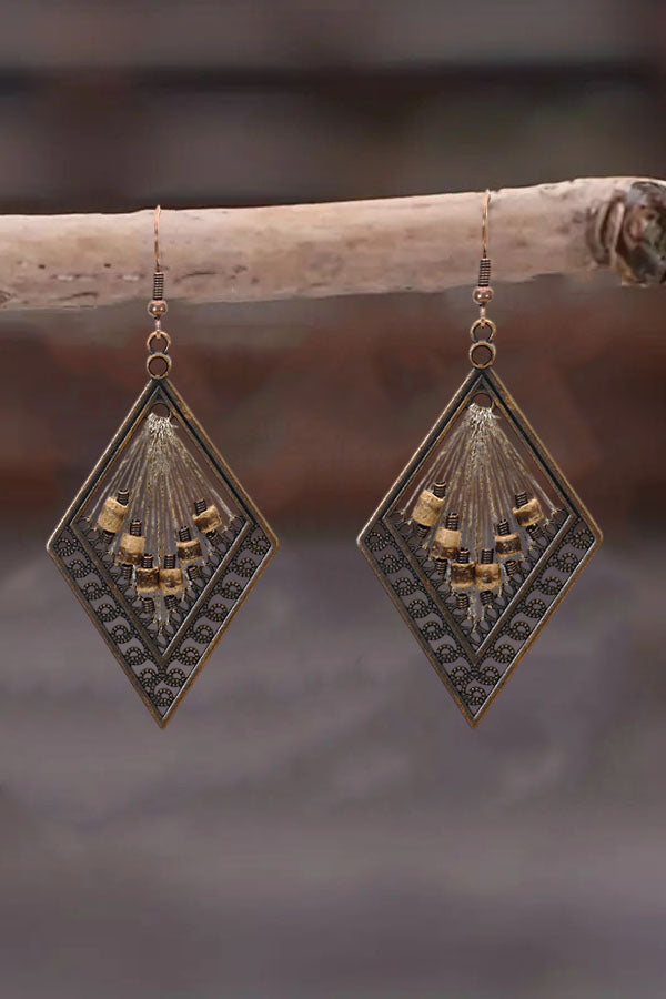 Tribal Geometric Thread Bead Earrings