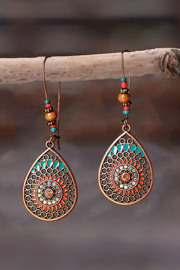 Vintage Beaded Mandala Teardrop Earrings