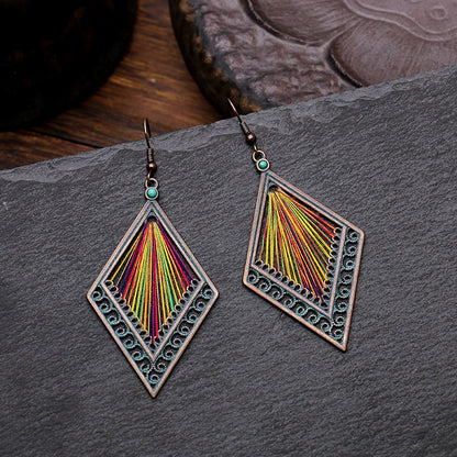 Rainbow Thread Diamond Dangle Earrings