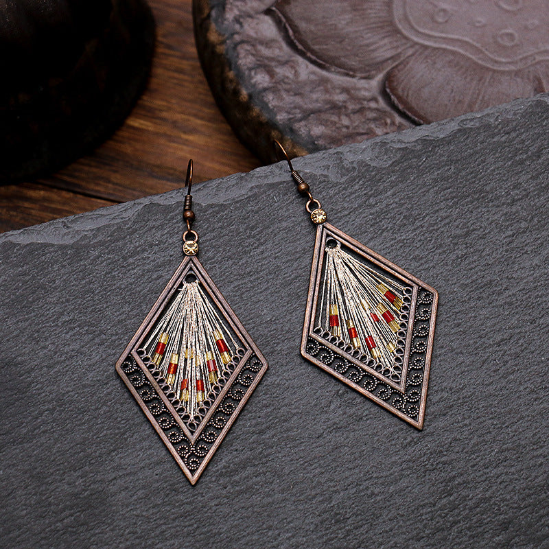 Ethnic Geometric Bead Embellished Earrings