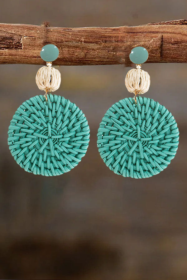 Vintage Hand-woven Rattan Temperament Earrings