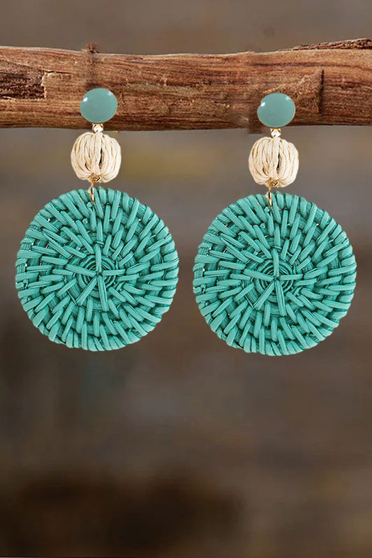 Vintage Hand-woven Rattan Temperament Earrings