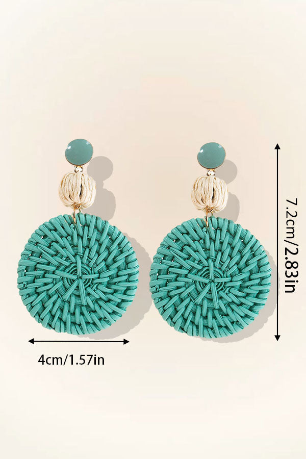 Vintage Hand-woven Rattan Temperament Earrings