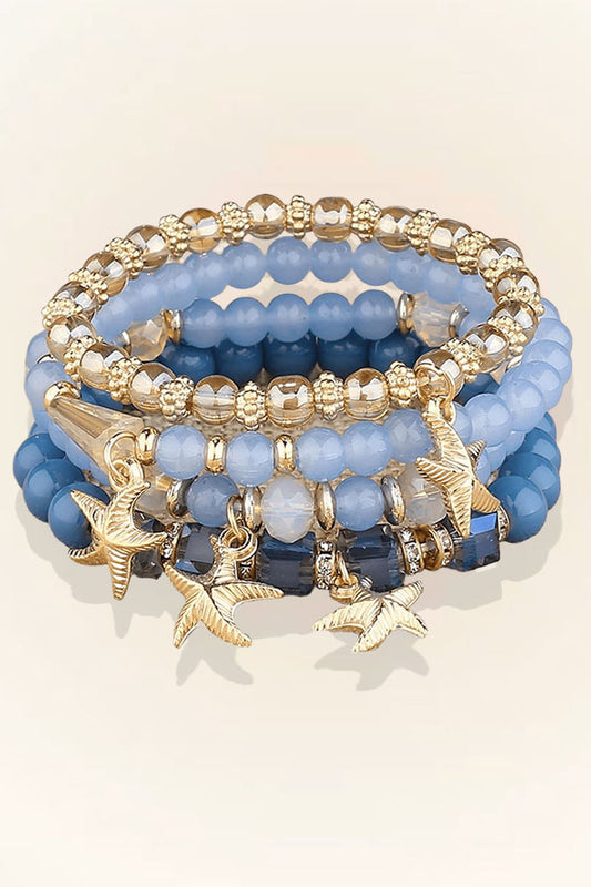 Adjustable Natural Healing Crystal Beaded Starfish Charm Bracelets