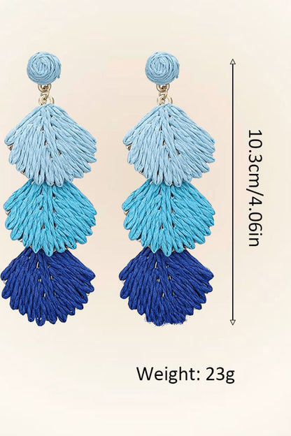 Retro Exaggerated Bohemian Style Raffia Braided Dark And Light Shell Earrings