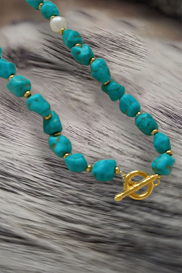 Vintage Elegance Cultured Pearl & Turquoise Bracelet Necklace