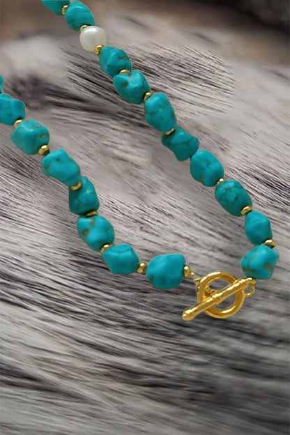 Vintage Elegance Cultured Pearl & Turquoise Bracelet Necklace