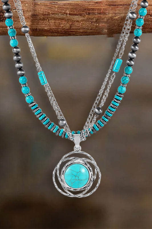 Bohemian Statement Multi-Layer Turquoise Chain Necklace