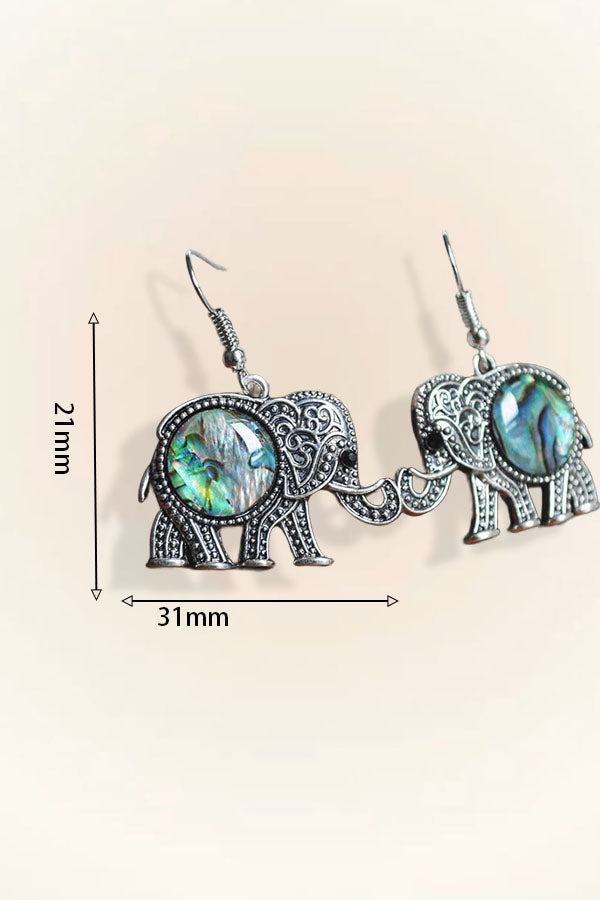 Enchanted Forest Owl & Elephant Shell Studs Earrings