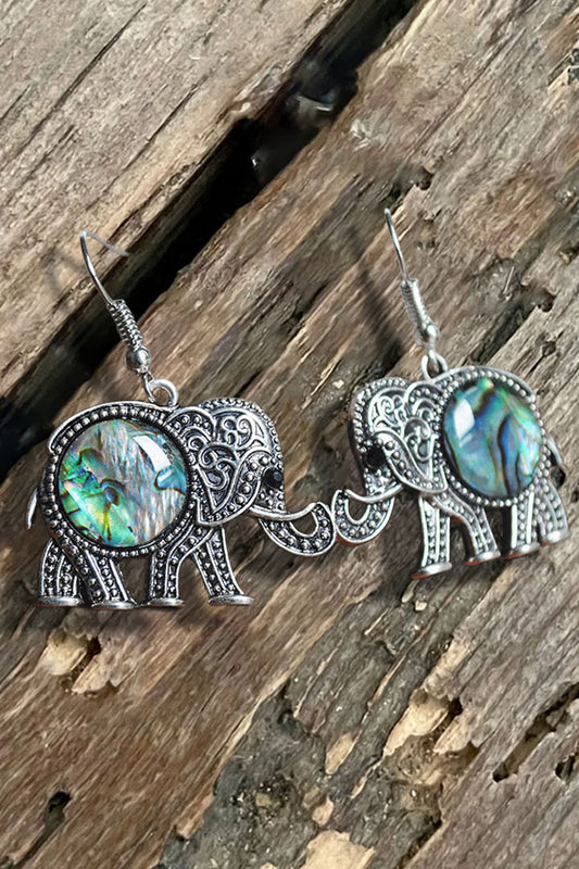 Enchanted Forest Owl & Elephant Shell Studs Earrings