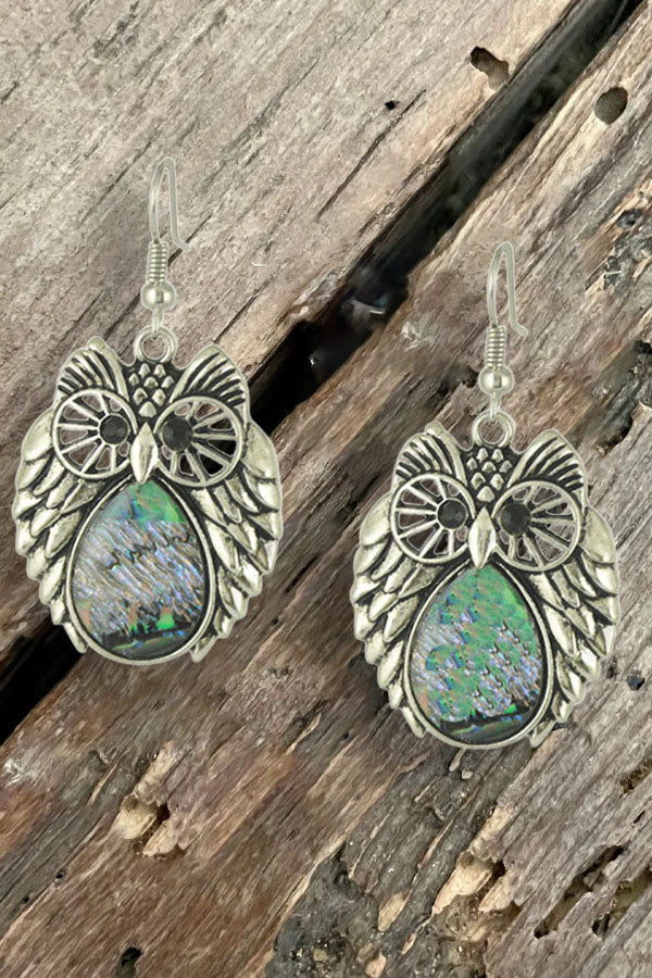 Enchanted Forest Owl & Elephant Shell Studs Earrings