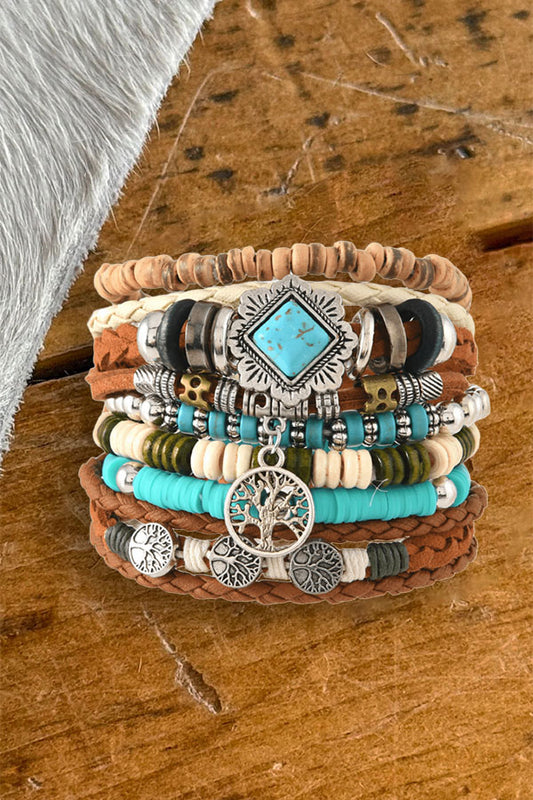 Bohemian 6-Layer Turquoise Tree of Life Bracelet Set