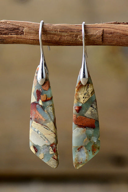 Bohemian Turquoise Geometric Stone Earrings