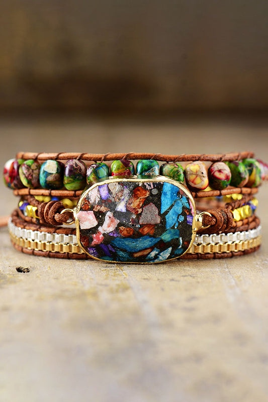 Bohemian Turquoise Leather Rope Bracelet