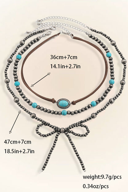 Vintage Turquoise Bow Beaded Necklace