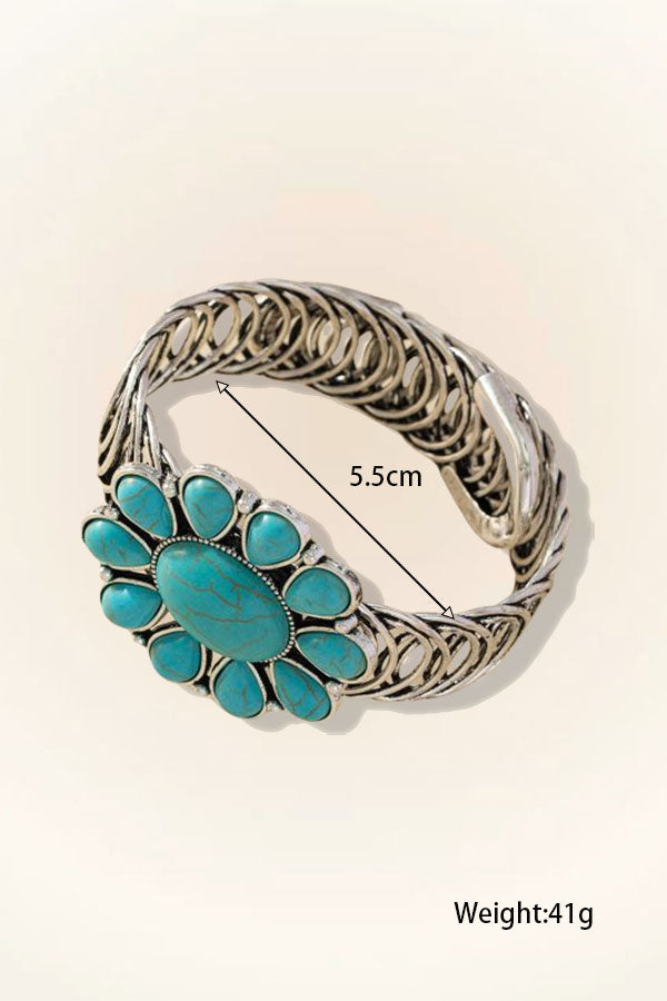 Bohemian Oval Flower Turquoise Bracelet