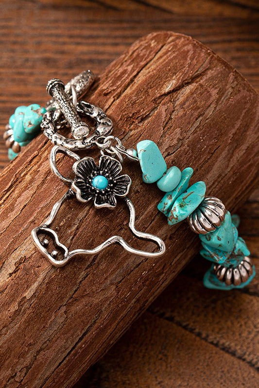 Vintage Western Style Bull Head Turquoise Bracelet