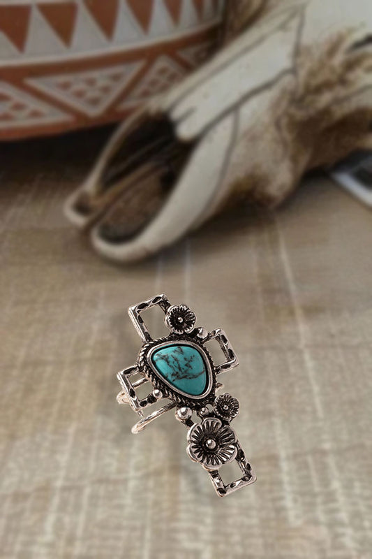 Vintage Western Cross Flower Design Ring