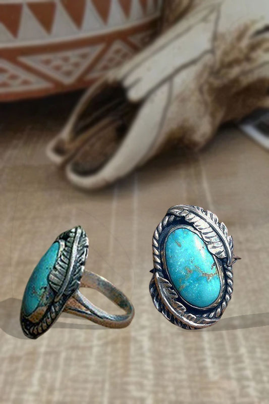Vintage-Inspired Blue Plaid Turquoise Ring