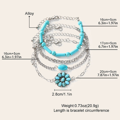 Bohemian Lotus & Turquoise Bracelet Set