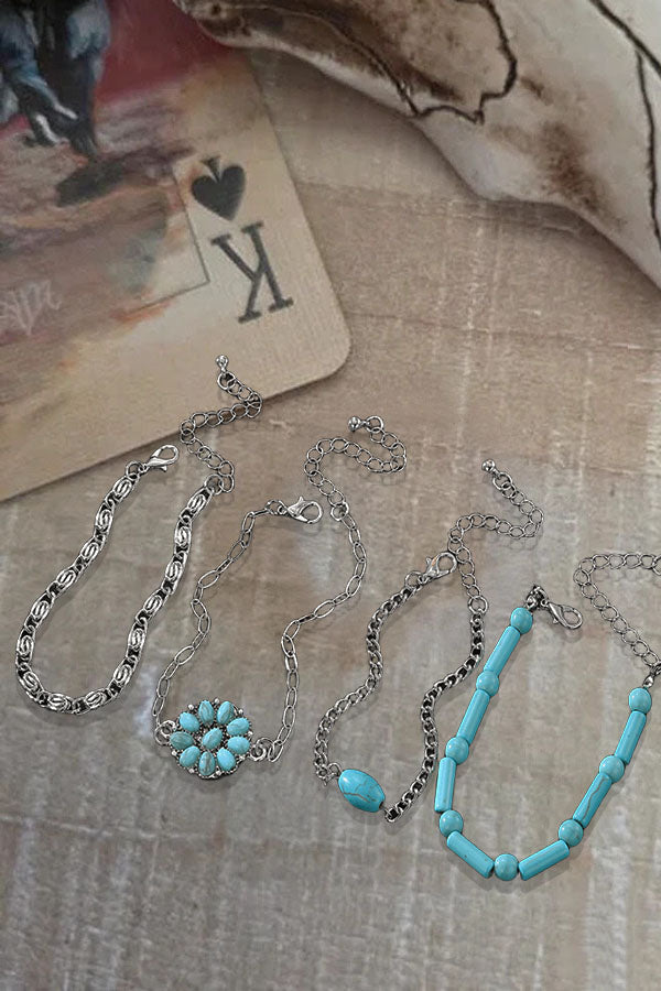 Bohemian Lotus & Turquoise Bracelet Set