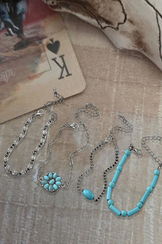 Bohemian Lotus & Turquoise Bracelet Set