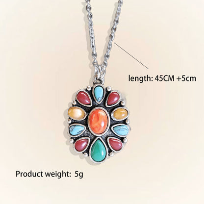 Red Agate & Turquoise Mixed Gemstone Light Luxury Pendant Necklace