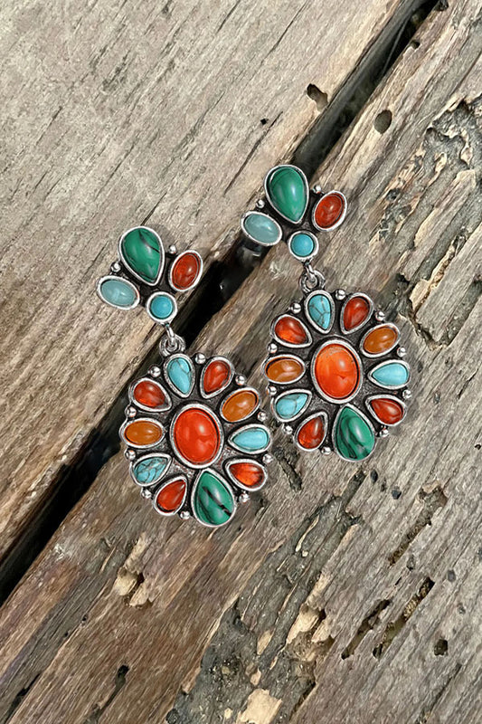 Vintage Western Turquoise 925 Silver Plated Earrings