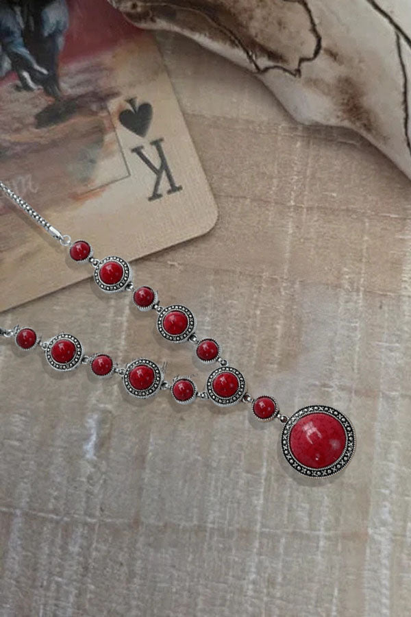 Vintage Western Ethnic Long Turquoise Necklace