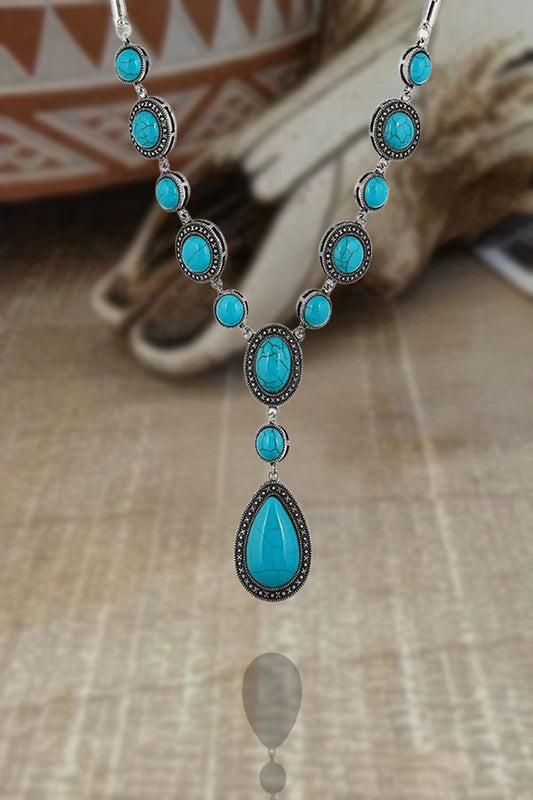 Vintage Western Ethnic Long Turquoise Necklace