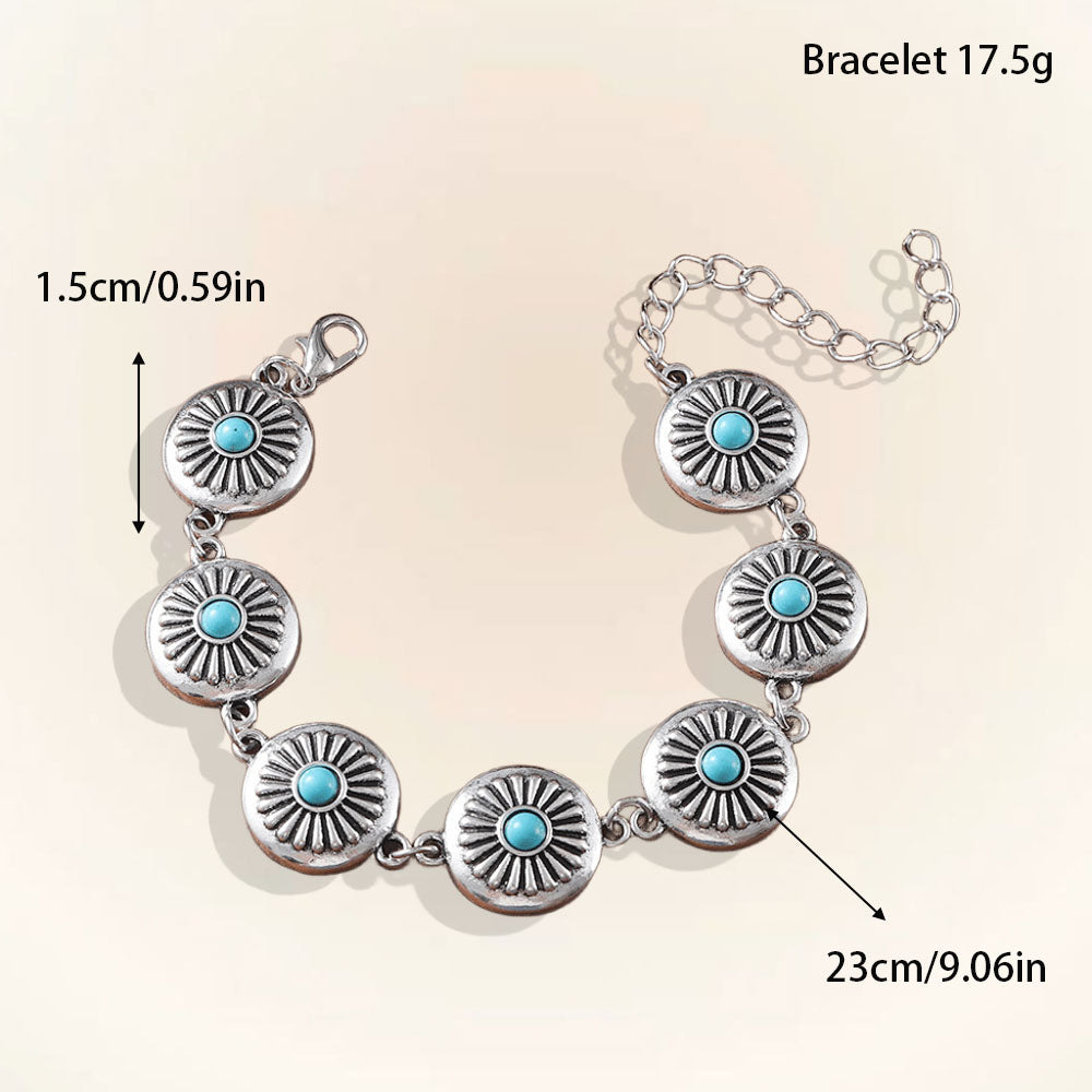 Vintage Turquoise Pumpkin Flower Jewelry Set