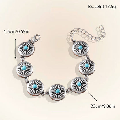 Vintage Turquoise Pumpkin Flower Jewelry Set