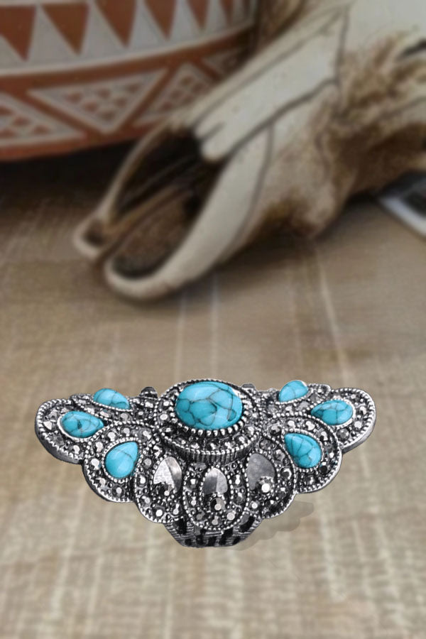 Vintage Natural Blue Turquoise Rings for Women Sterling Silver