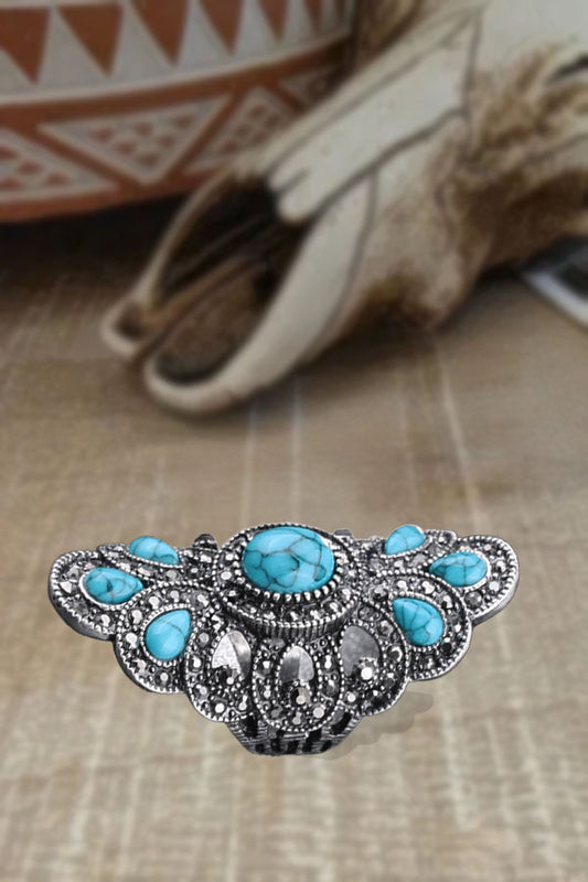 Vintage Natural Blue Turquoise Rings for Women Sterling Silver