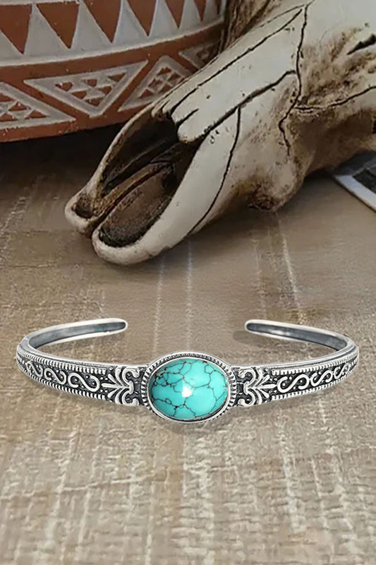 Ancient Pattern Turquoise  Open Bracelet